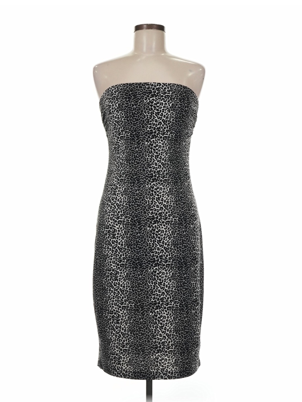 Norma Kamali Strapless Leopard-Print Sheath Dress M